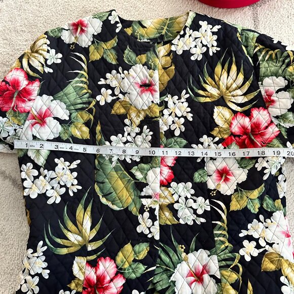 Handmade Quilted Floral Jacket Vera Bradley Style Print With Vibrant Colors & Bu - Picture 2 of 7